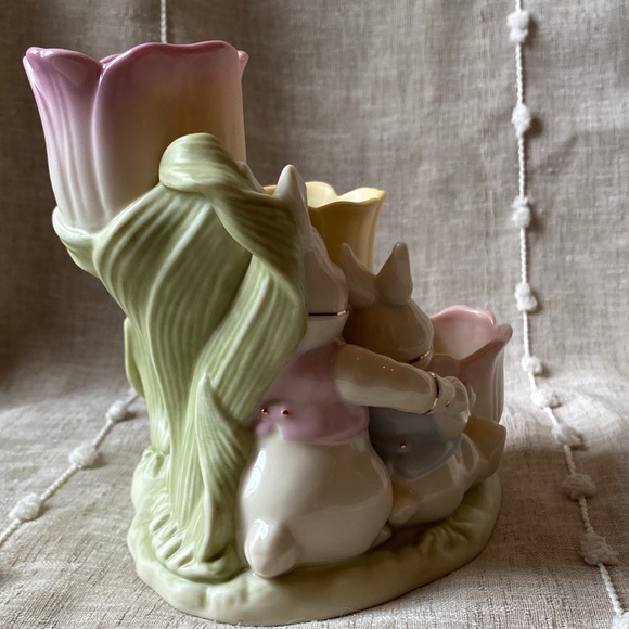 Lenox Tulip Porcelain Easter Bunny Candle Holder gold accents - Picture 4 of 5